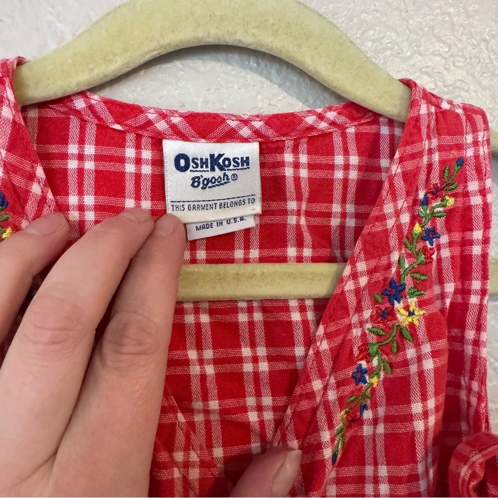 OshKosh‎ B'Gosh Vintage Red Gingham Wrap Dress - Picture 4 of 7